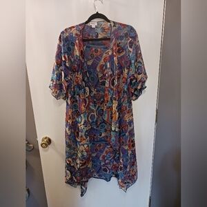 2 Lula Roe Open Kimono Wrap Dusters Sheer Flowy Womens Sz S Beach Boho Vacation